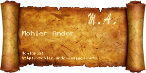 Mohler Andor névjegykártya